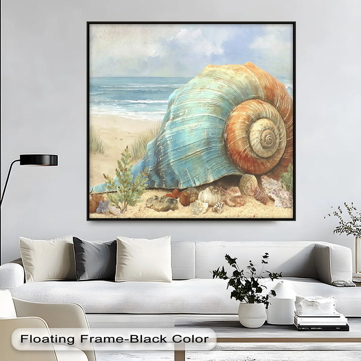 Coastal Tranquility – Sea Shell on the Shoreline Canvas Print - MyPhotoStation