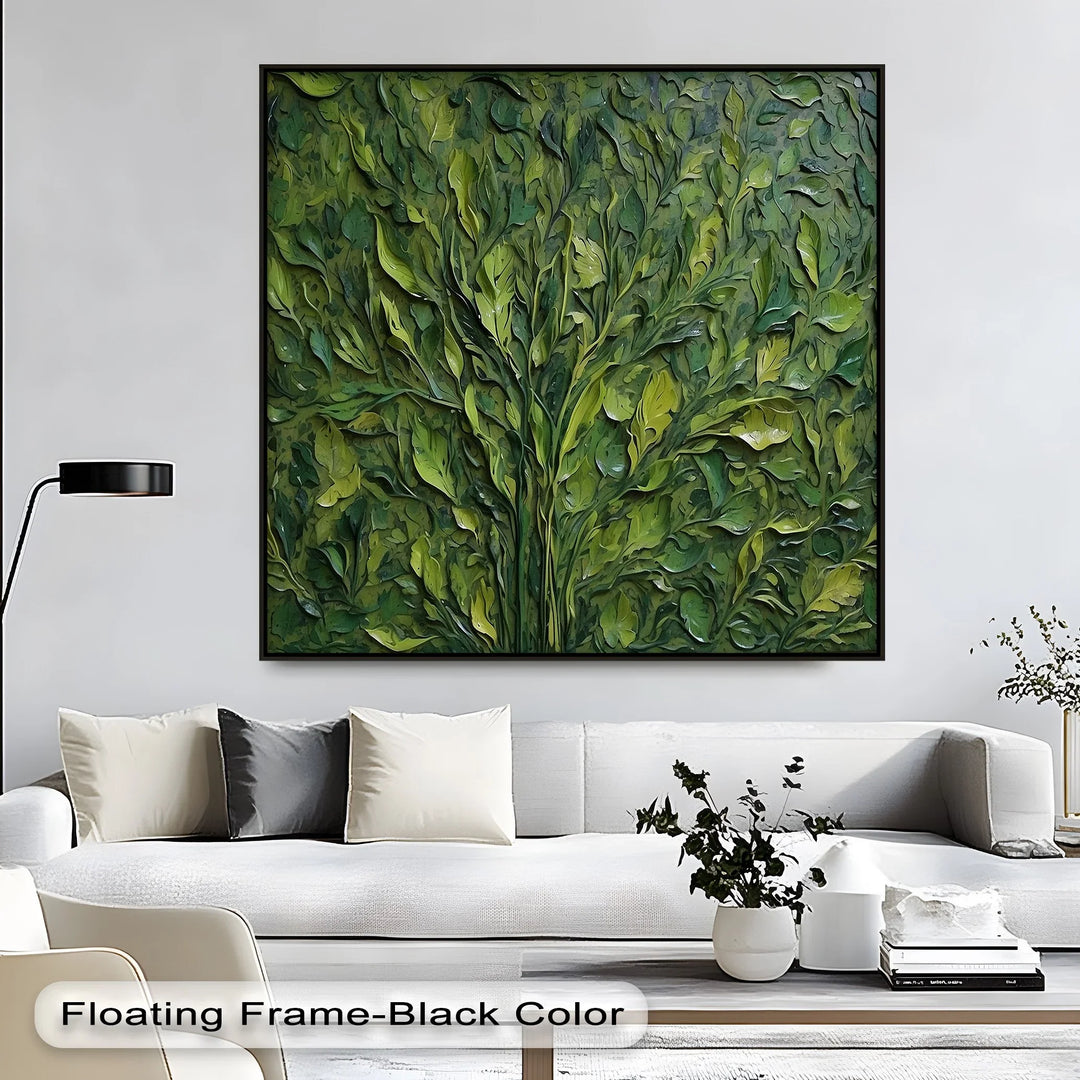Verdant Bloom – Lush Textured Leaf Abstract Canvas Print - MyPhotoStation