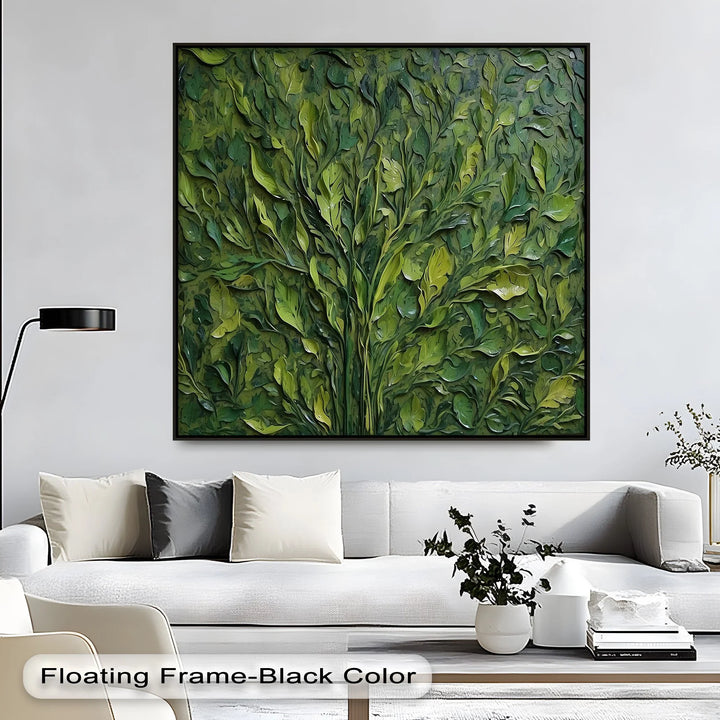 Verdant Bloom – Lush Textured Leaf Abstract Canvas Print - MyPhotoStation