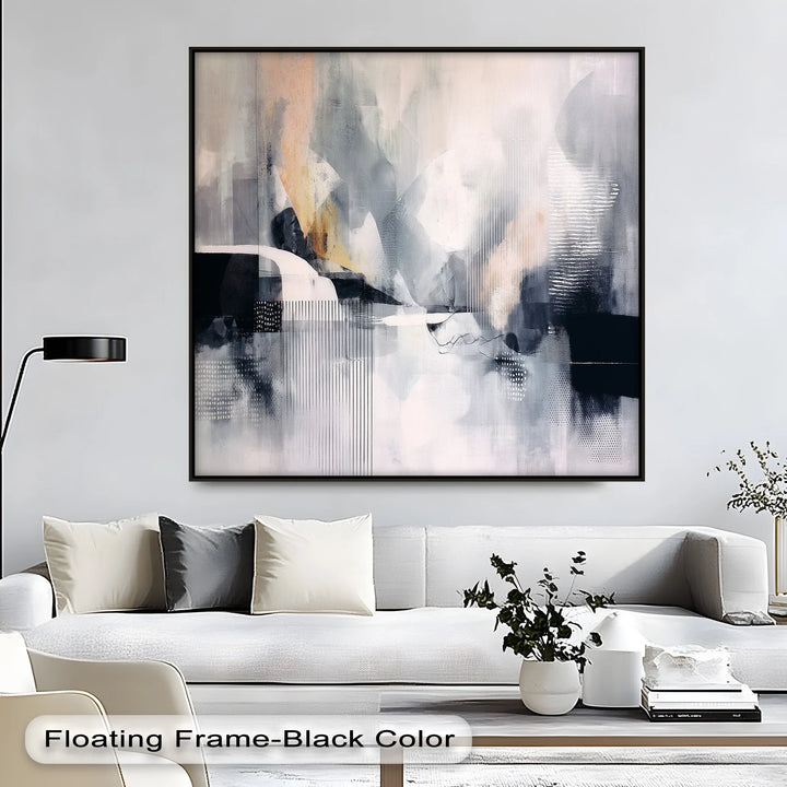 Contemporary abstract scene with muted orange accents