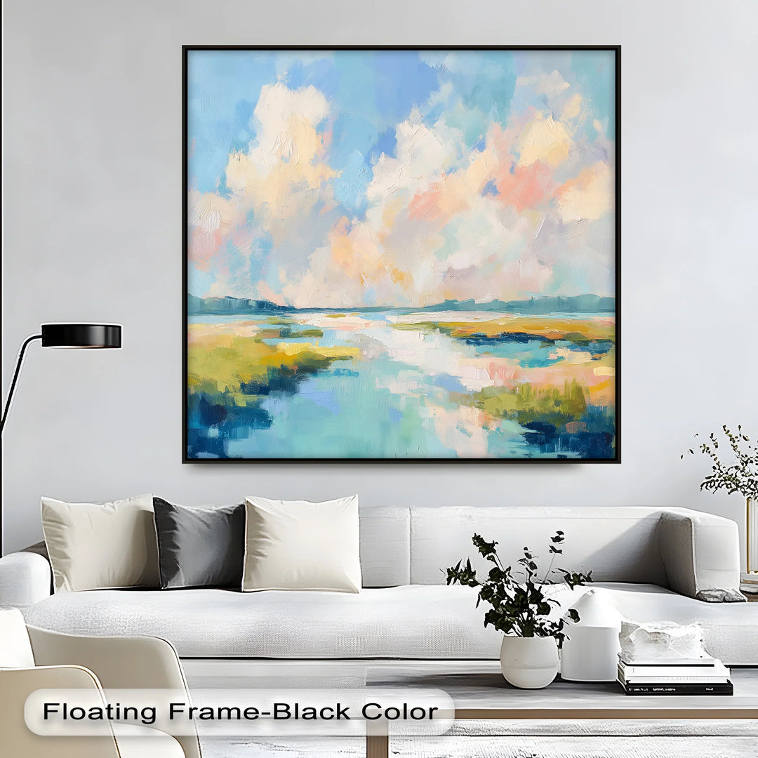 Sunlit Marsh Serenity – Impressionist Abstract Landscape Canvas Print - MyPhotoStation