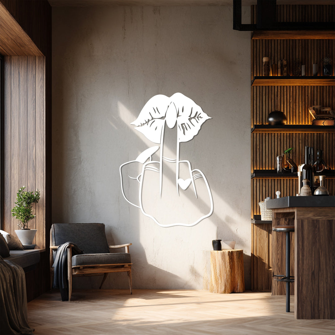 Stylish confident woman lips wall art design