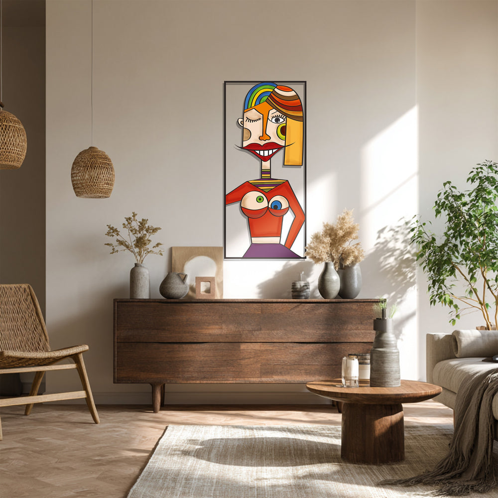 Modern abstract female portrait metal wall décor