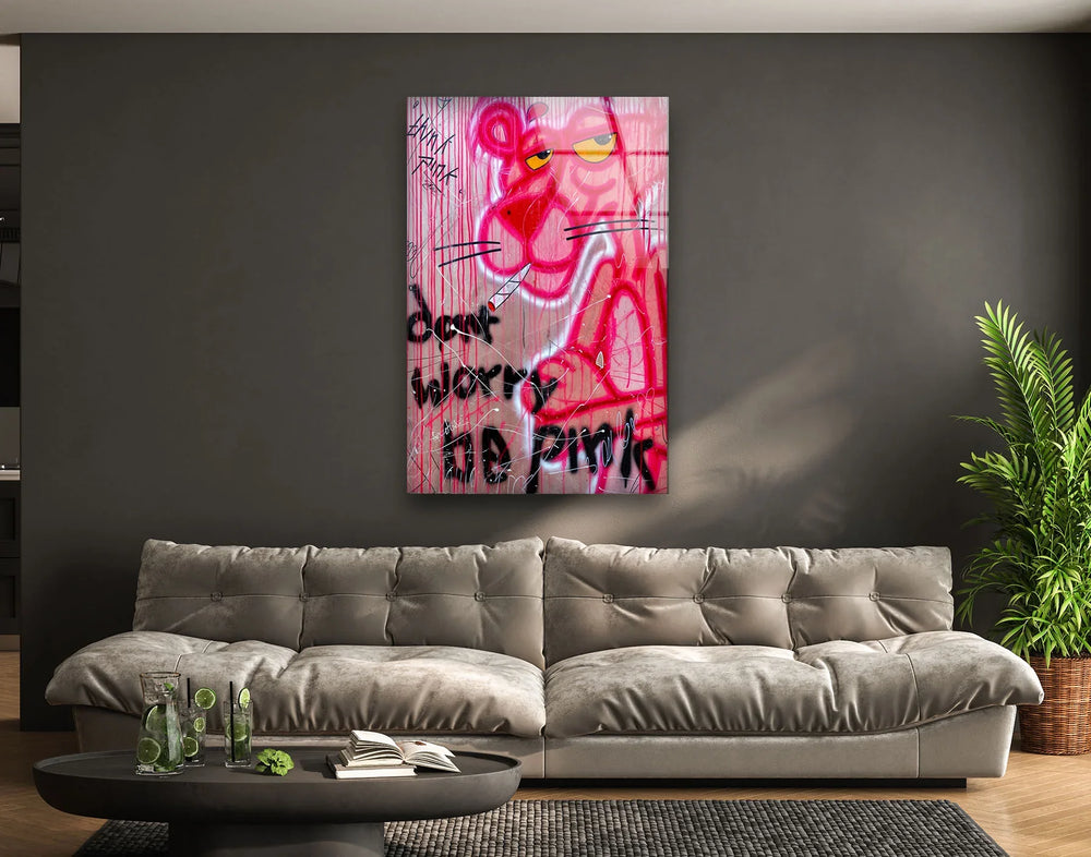 Dont Worry Be Pink Glass Wall Art  glass wall decor, glass wall art decor