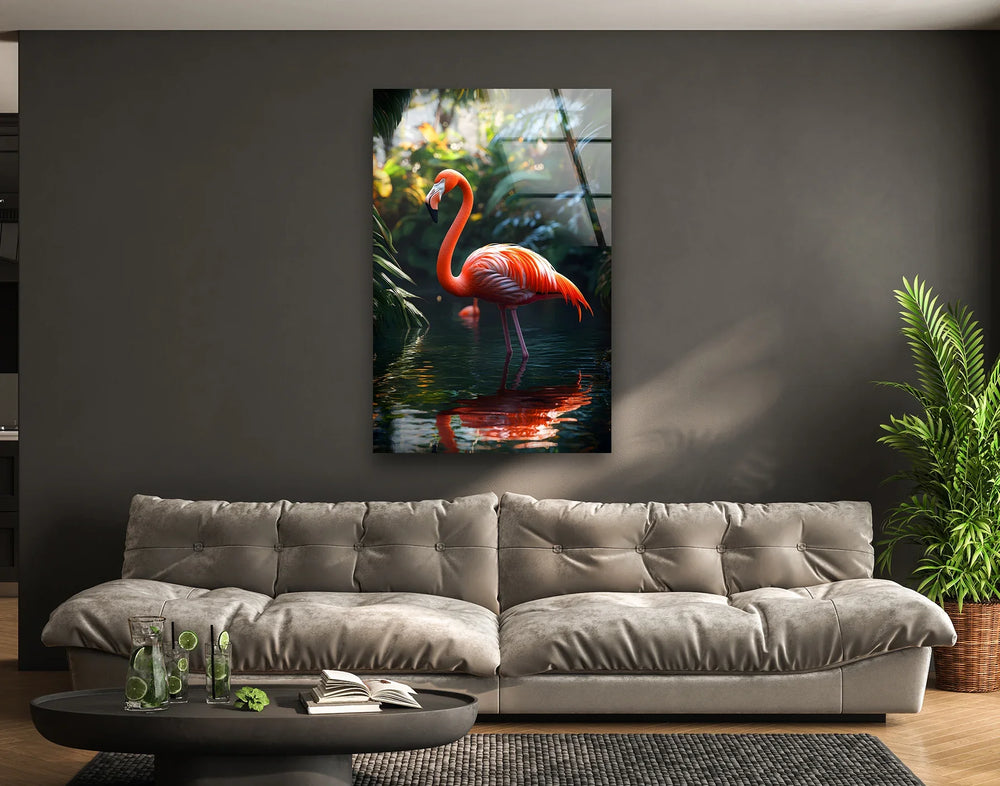 Beautiful Flamingo Glass Wall Art glass wall decor, glass wall art decor