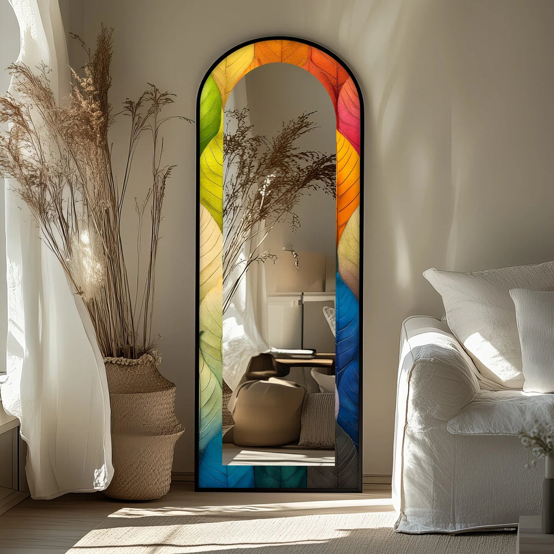 Botanic Spectrum – Leaf Pattern Abstract Floor Mirror - MyPhotoStation