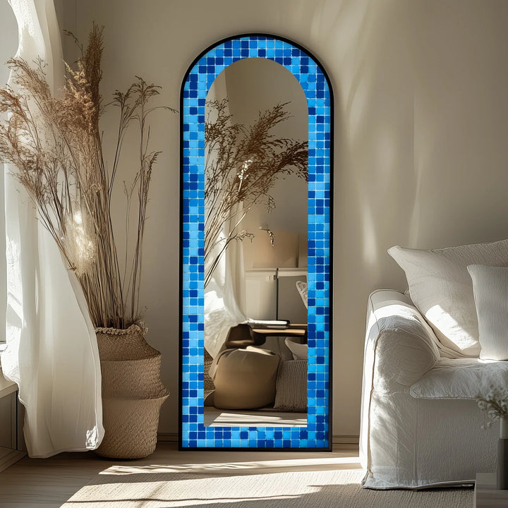 Blue Mosaic Pattern – Full Lenght Floor Mirror - MyPhotoStation