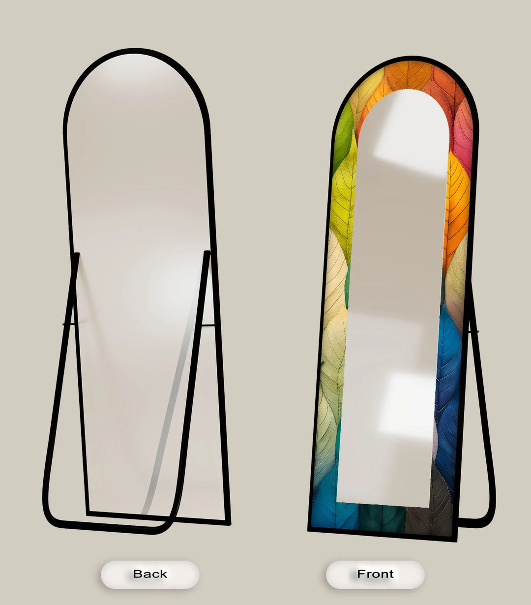 Botanic Spectrum – Leaf Pattern Abstract Floor Mirror - MyPhotoStation