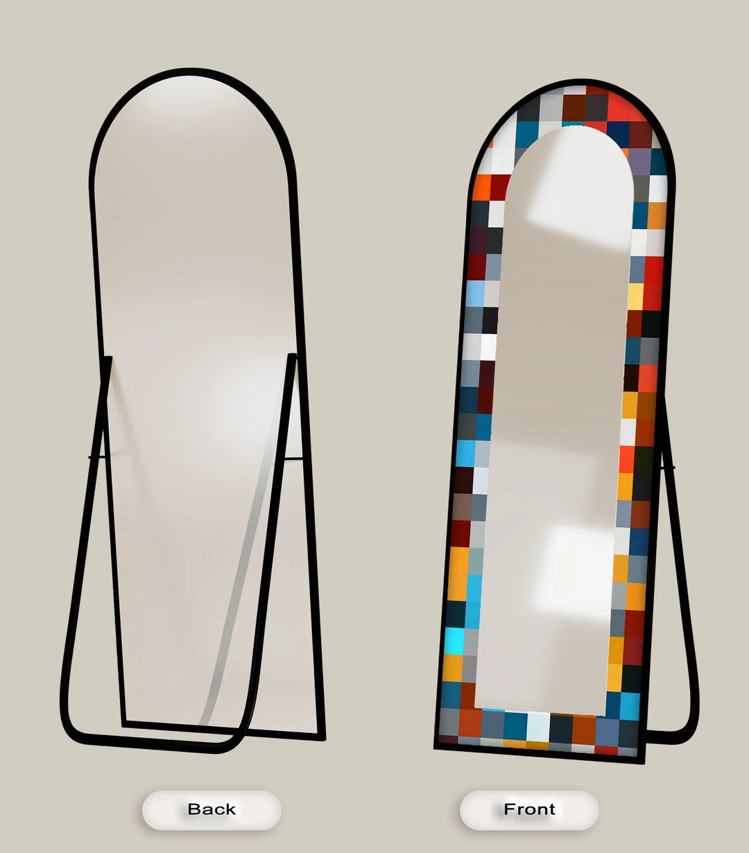 Bold Multicolor Geometric – Stained Floor Mirror - MyPhotoStation