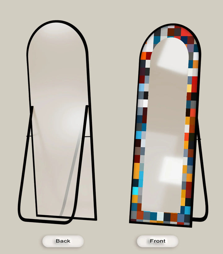 Bold Multicolor Geometric – Stained Floor Mirror - MyPhotoStation