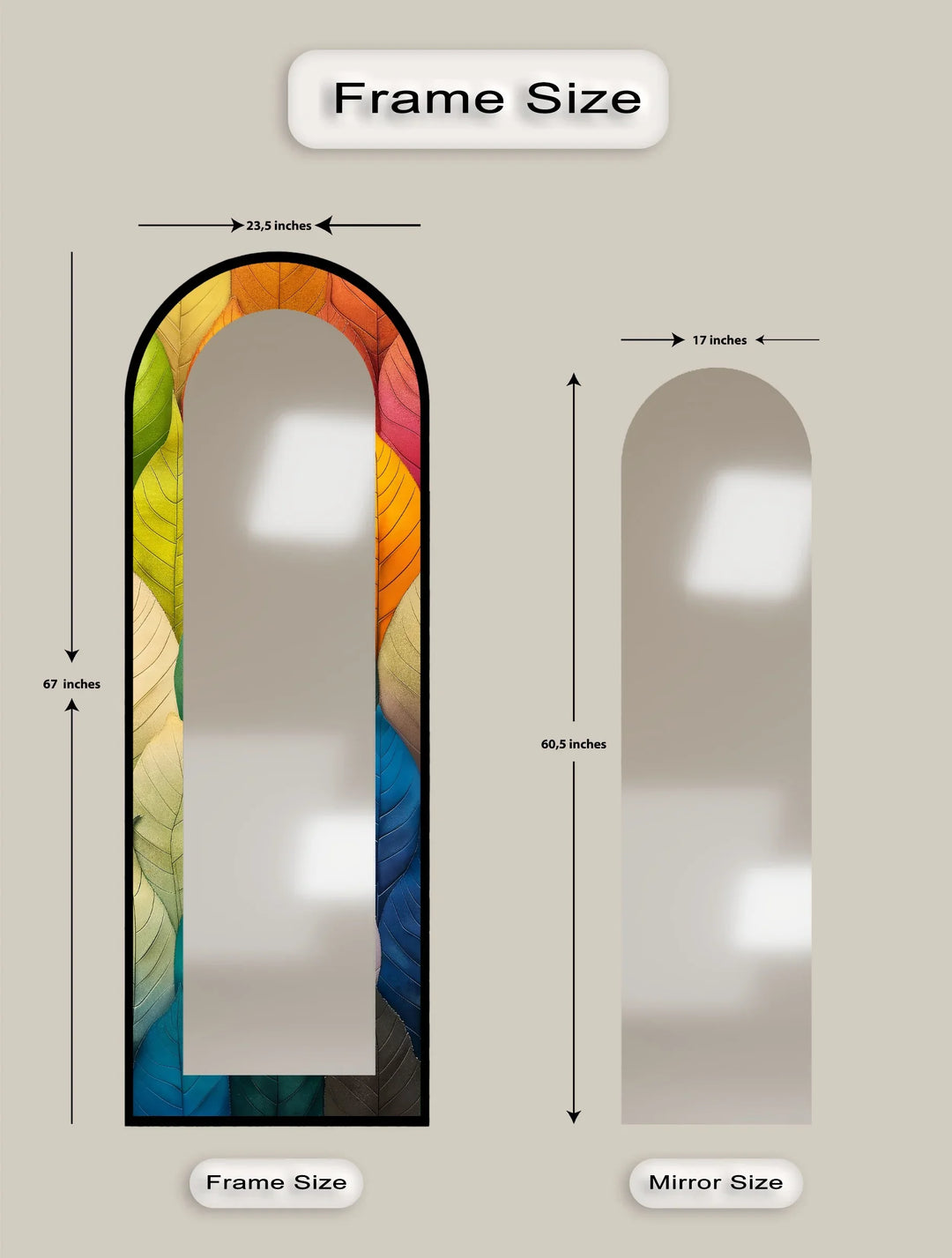 Botanic Spectrum – Leaf Pattern Abstract Floor Mirror - MyPhotoStation