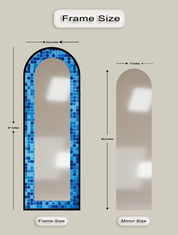 Blue Mosaic Pattern – Full Lenght Floor Mirror - MyPhotoStation
