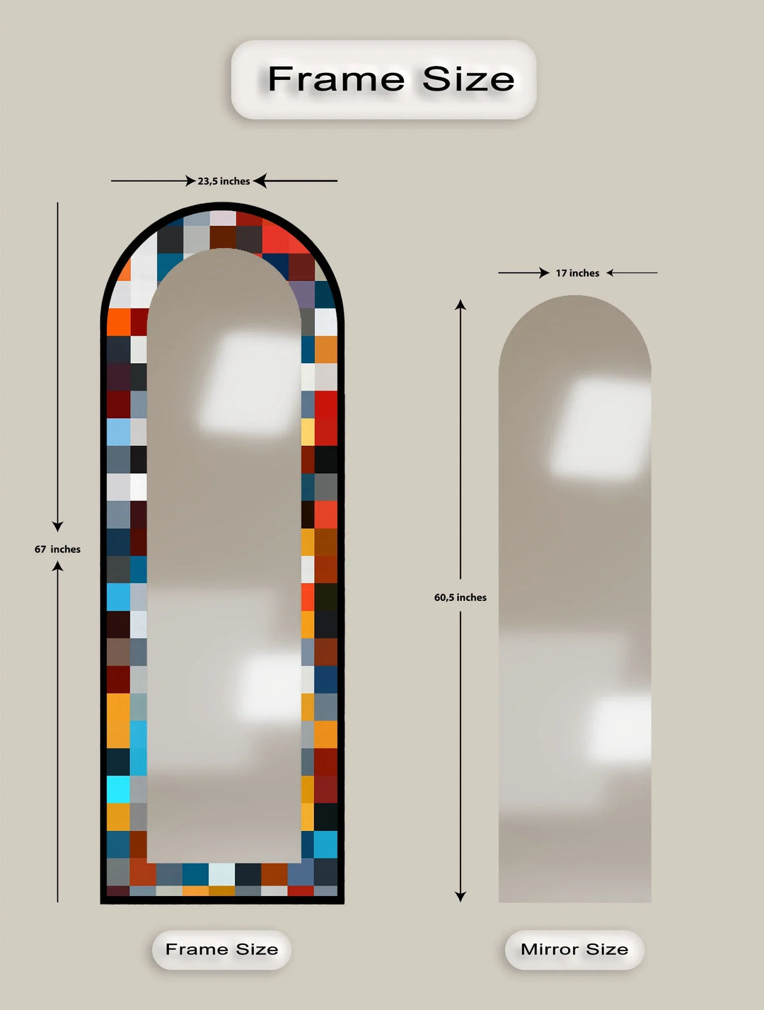 Bold Multicolor Geometric – Stained Floor Mirror - MyPhotoStation