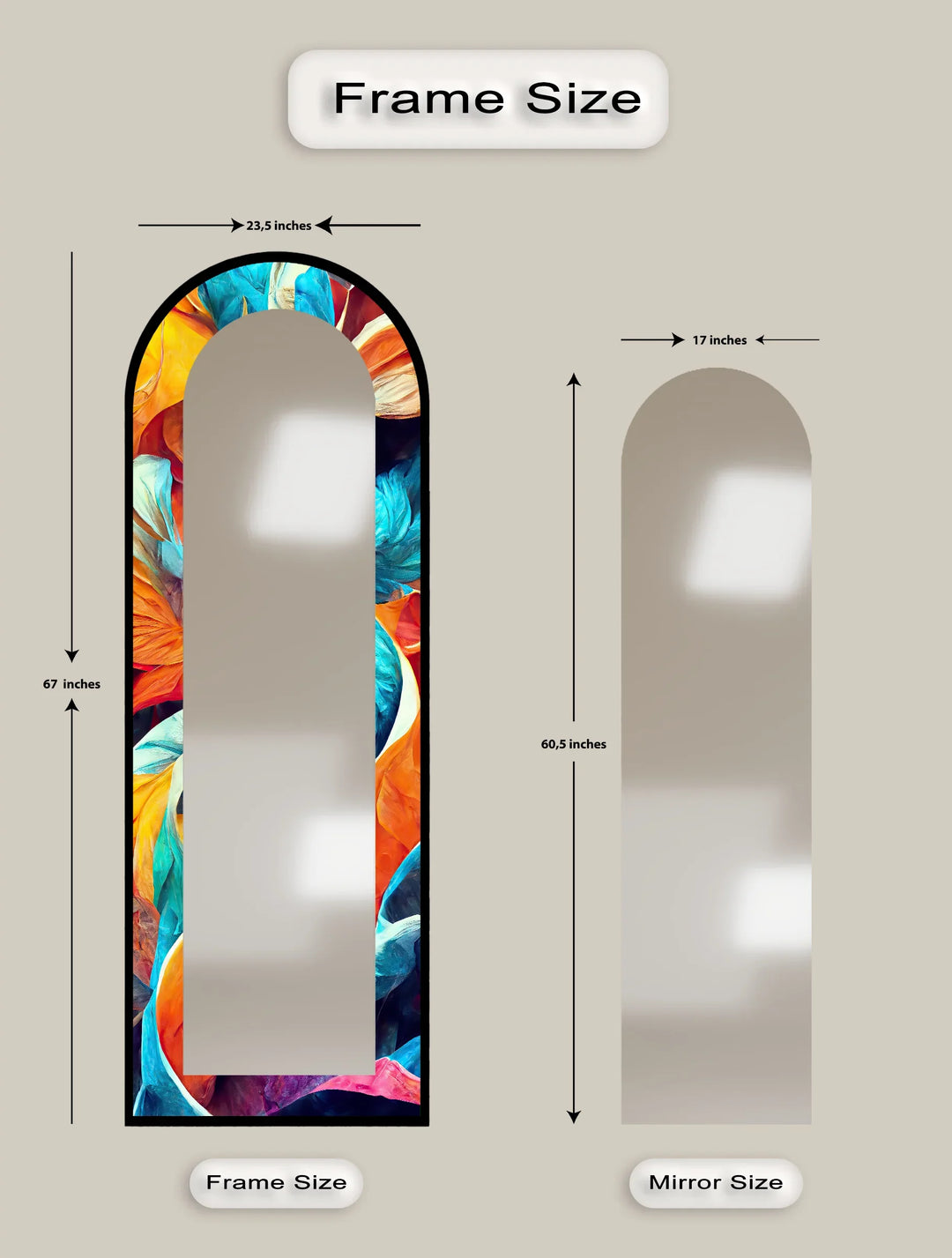 Vibrant Color Flow – Abstract Floor Mirror - MyPhotoStation