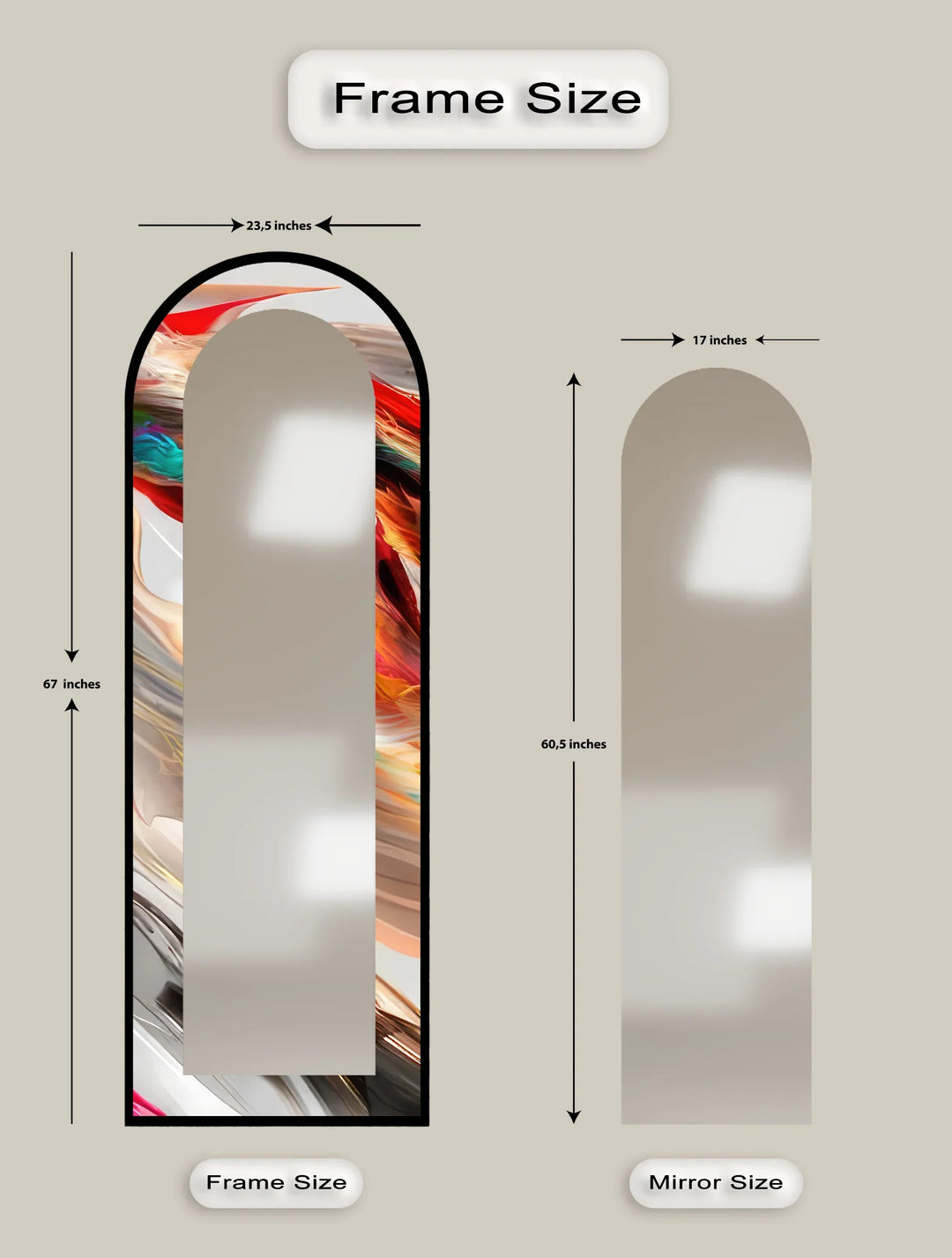 Fluid Colorburst Brushstroke – Abstract Floor Mirror - MyPhotoStation