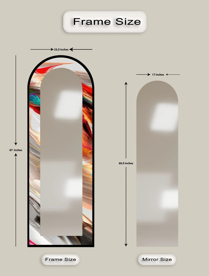 Fluid Colorburst Brushstroke – Abstract Floor Mirror - MyPhotoStation