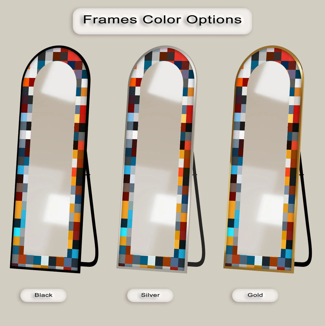 Bold Multicolor Geometric – Stained Floor Mirror - MyPhotoStation