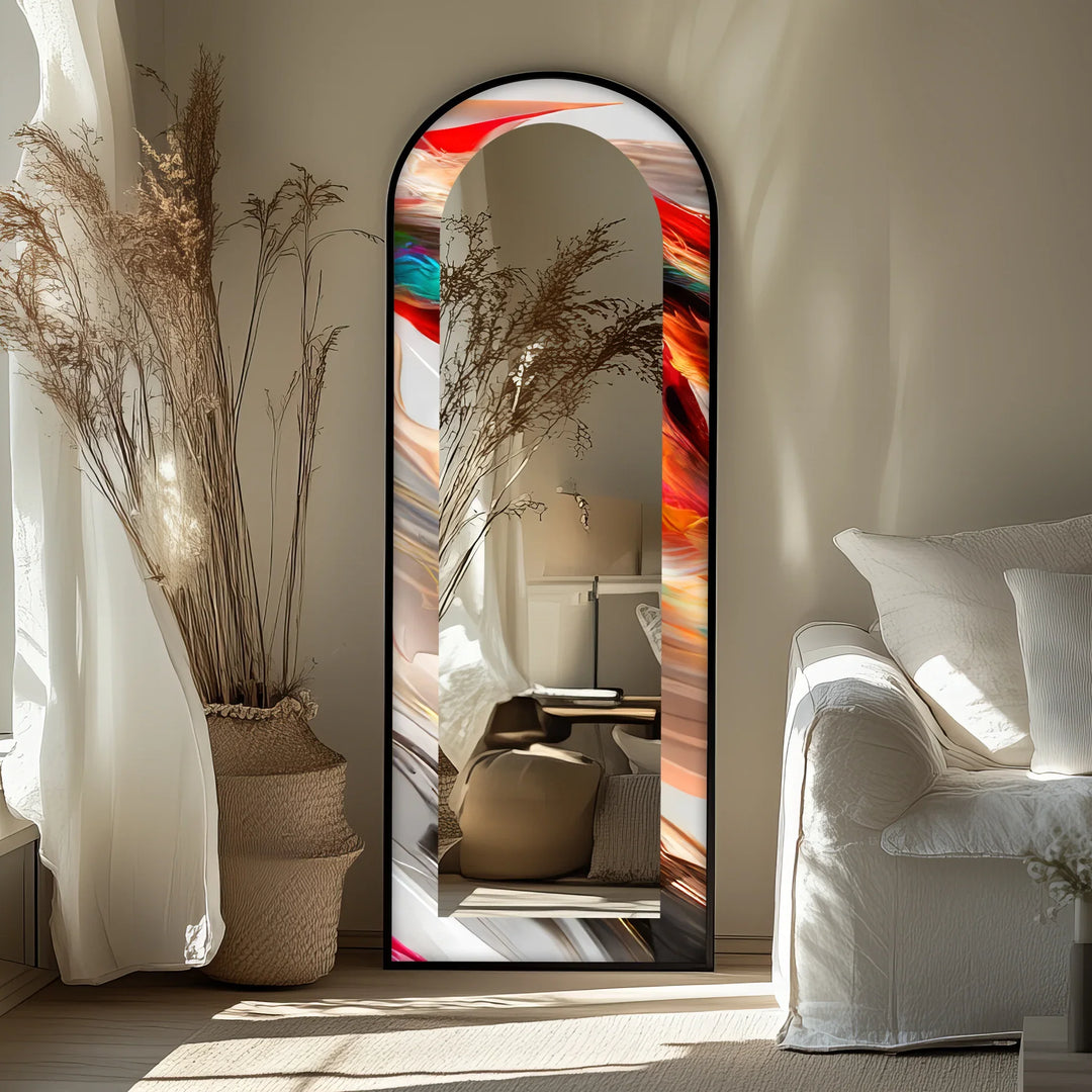 Fluid Colorburst Brushstroke – Abstract Floor Mirror - MyPhotoStation