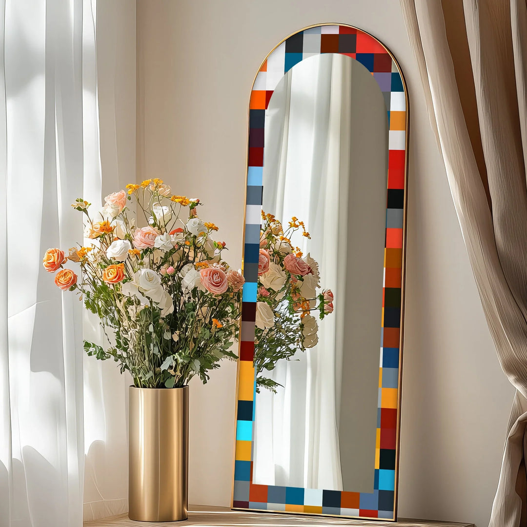 Bold Multicolor Geometric – Stained Floor Mirror - MyPhotoStation
