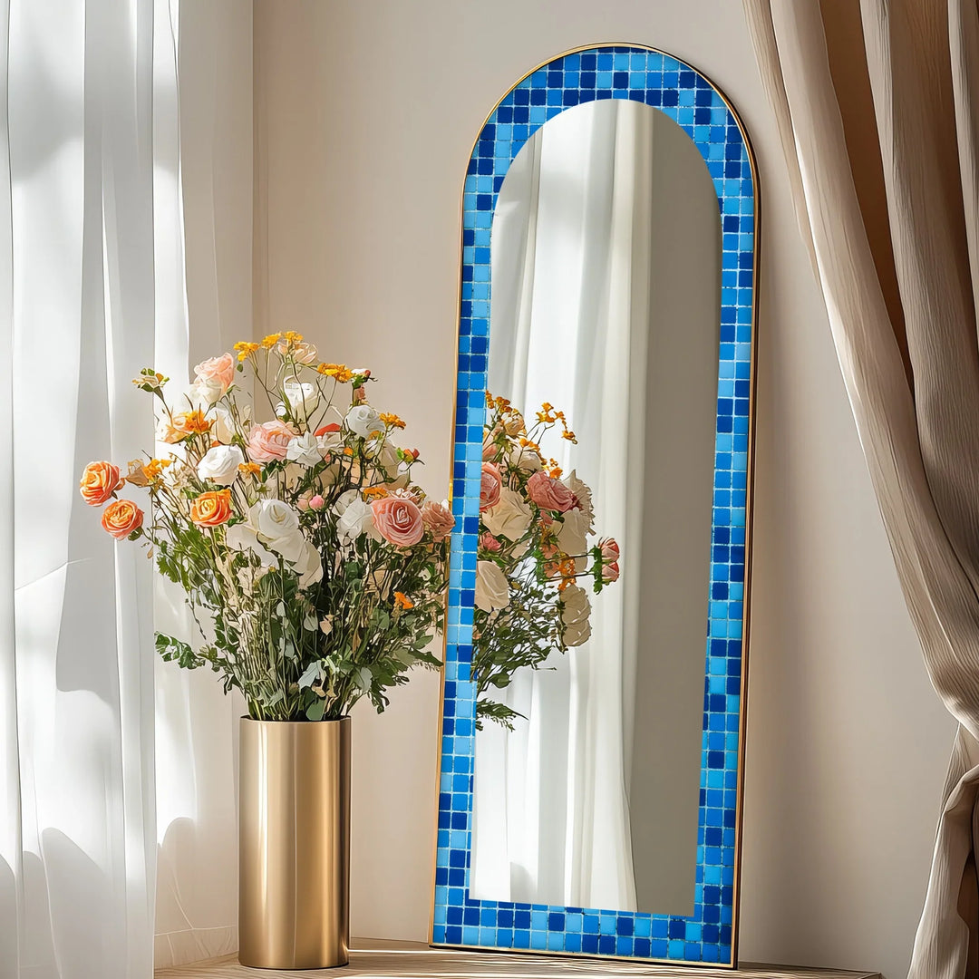 Blue Mosaic Pattern – Full Lenght Floor Mirror - MyPhotoStation