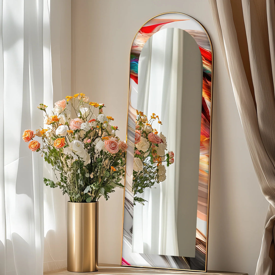Fluid Colorburst Brushstroke – Abstract Floor Mirror - MyPhotoStation