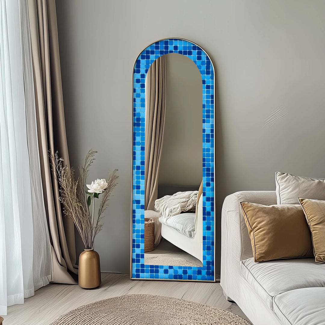Blue Mosaic Pattern – Full Lenght Floor Mirror - MyPhotoStation