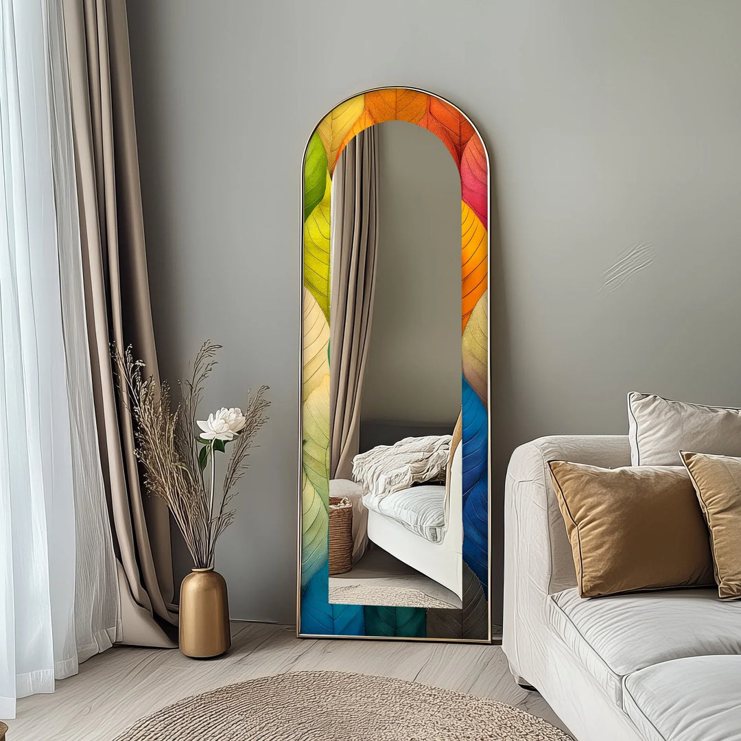 Botanic Spectrum – Leaf Pattern Abstract Floor Mirror - MyPhotoStation
