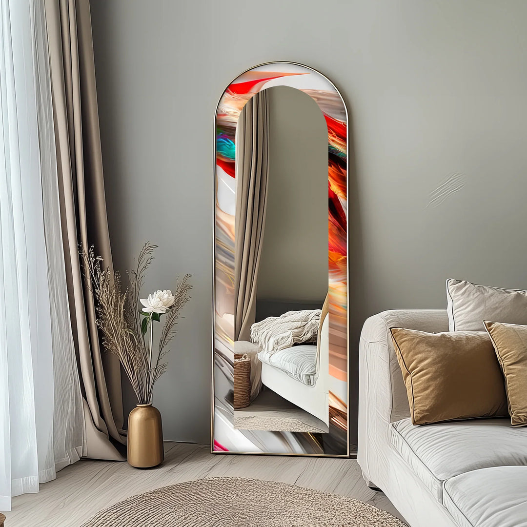 Fluid Colorburst Brushstroke – Abstract Floor Mirror - MyPhotoStation