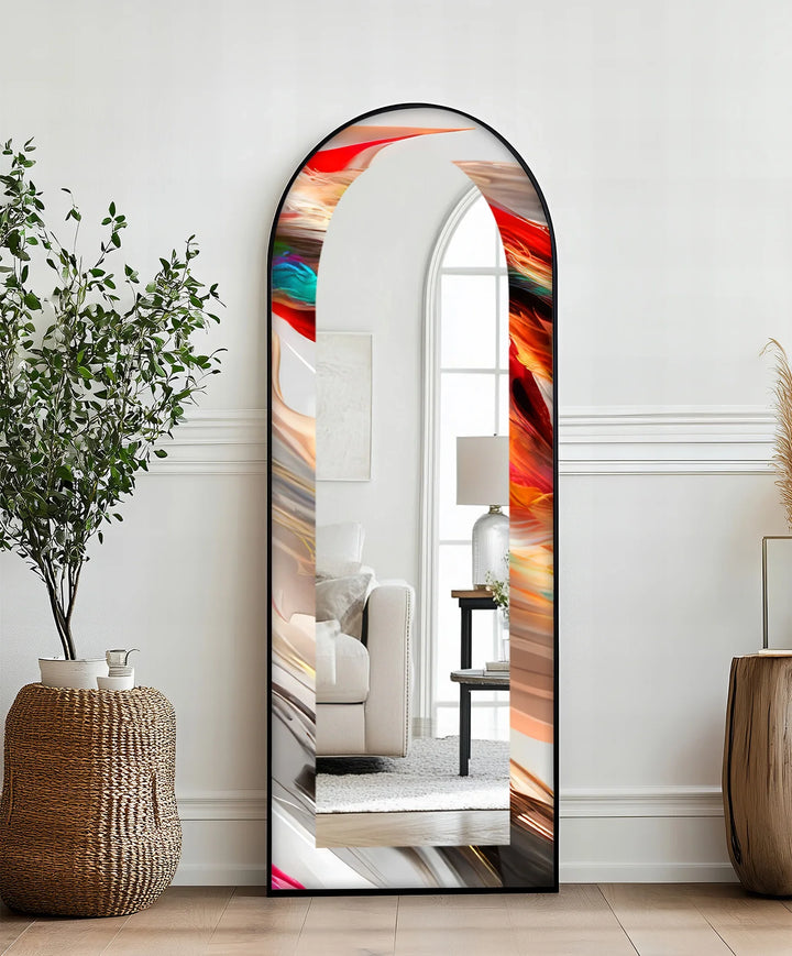 Fluid Colorburst Brushstroke – Abstract Floor Mirror - MyPhotoStation