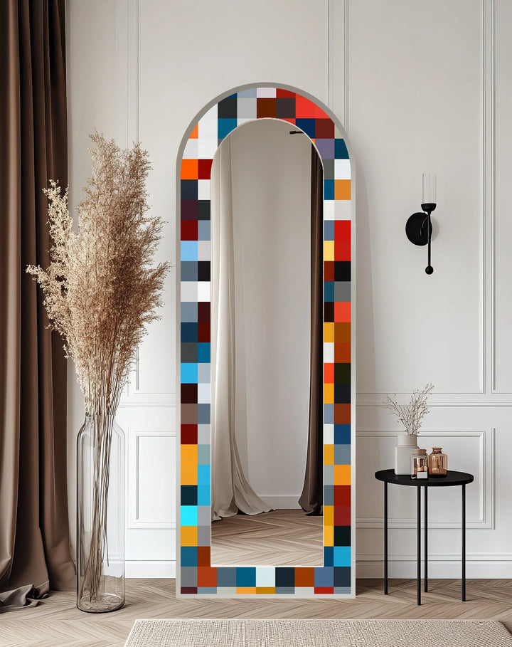 Bold Multicolor Geometric – Stained Floor Mirror - MyPhotoStation
