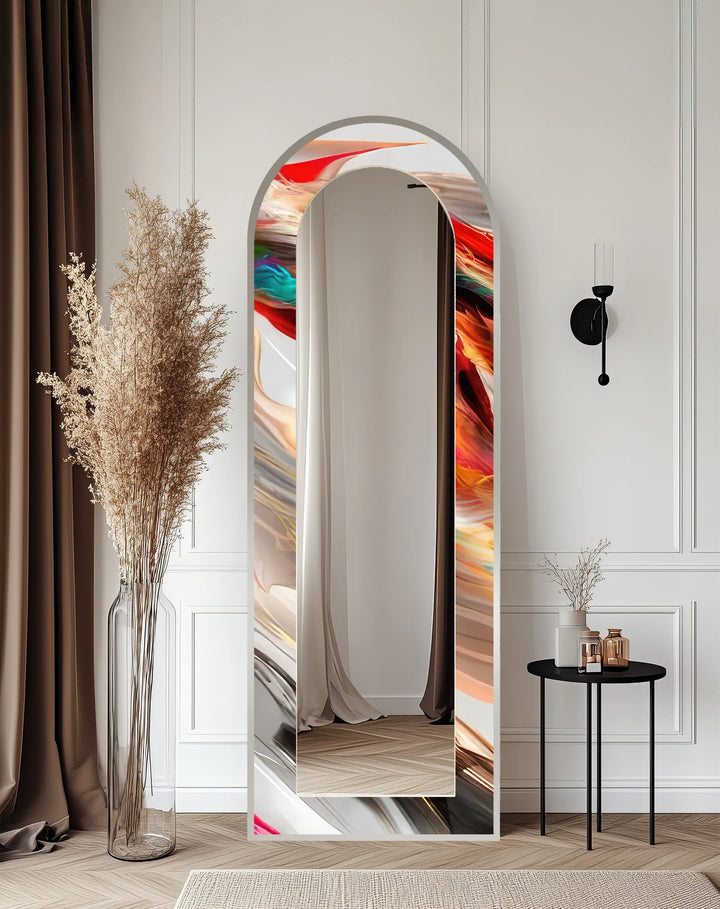 Fluid Colorburst Brushstroke – Abstract Floor Mirror - MyPhotoStation