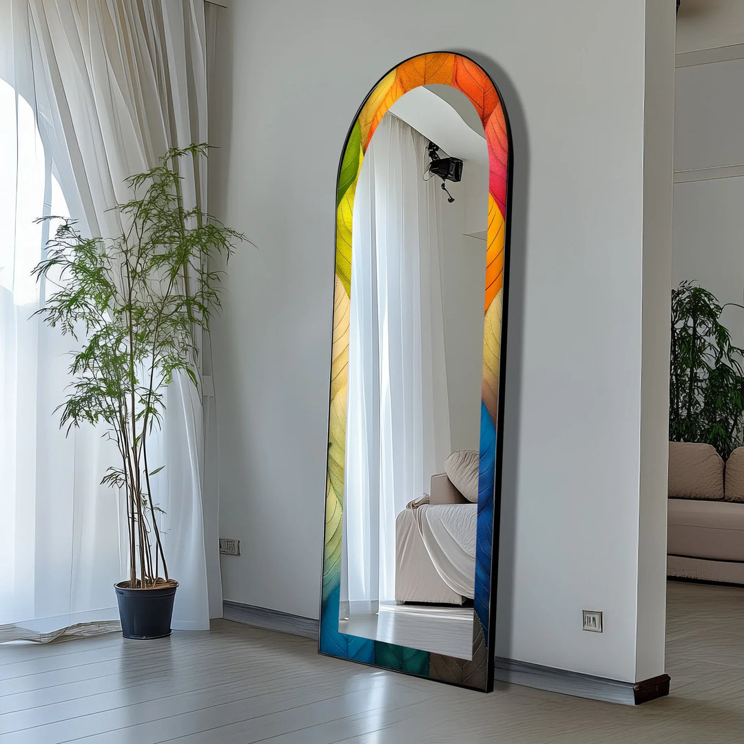 Botanic Spectrum – Leaf Pattern Abstract Floor Mirror - MyPhotoStation