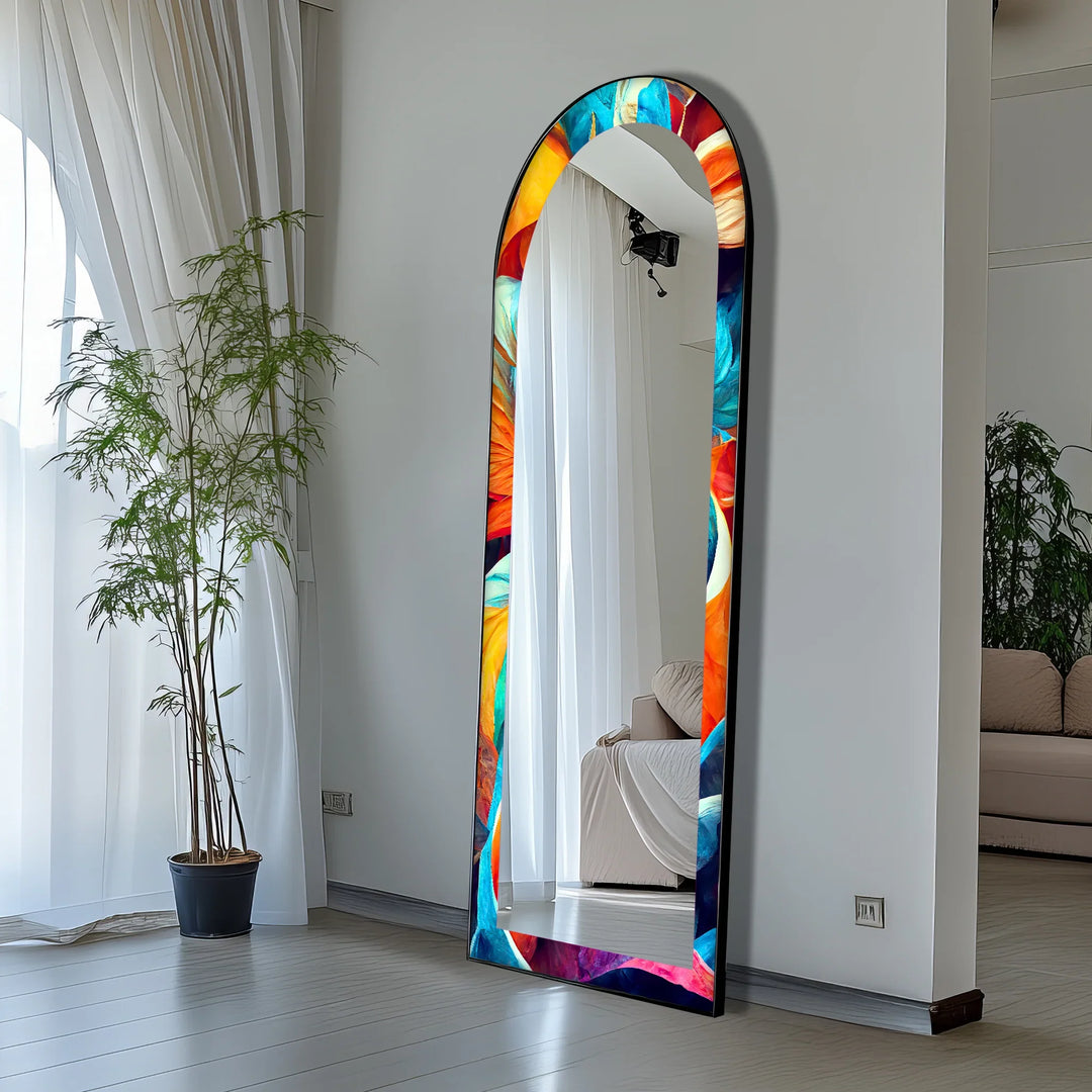 Vibrant Color Flow – Abstract Floor Mirror - MyPhotoStation
