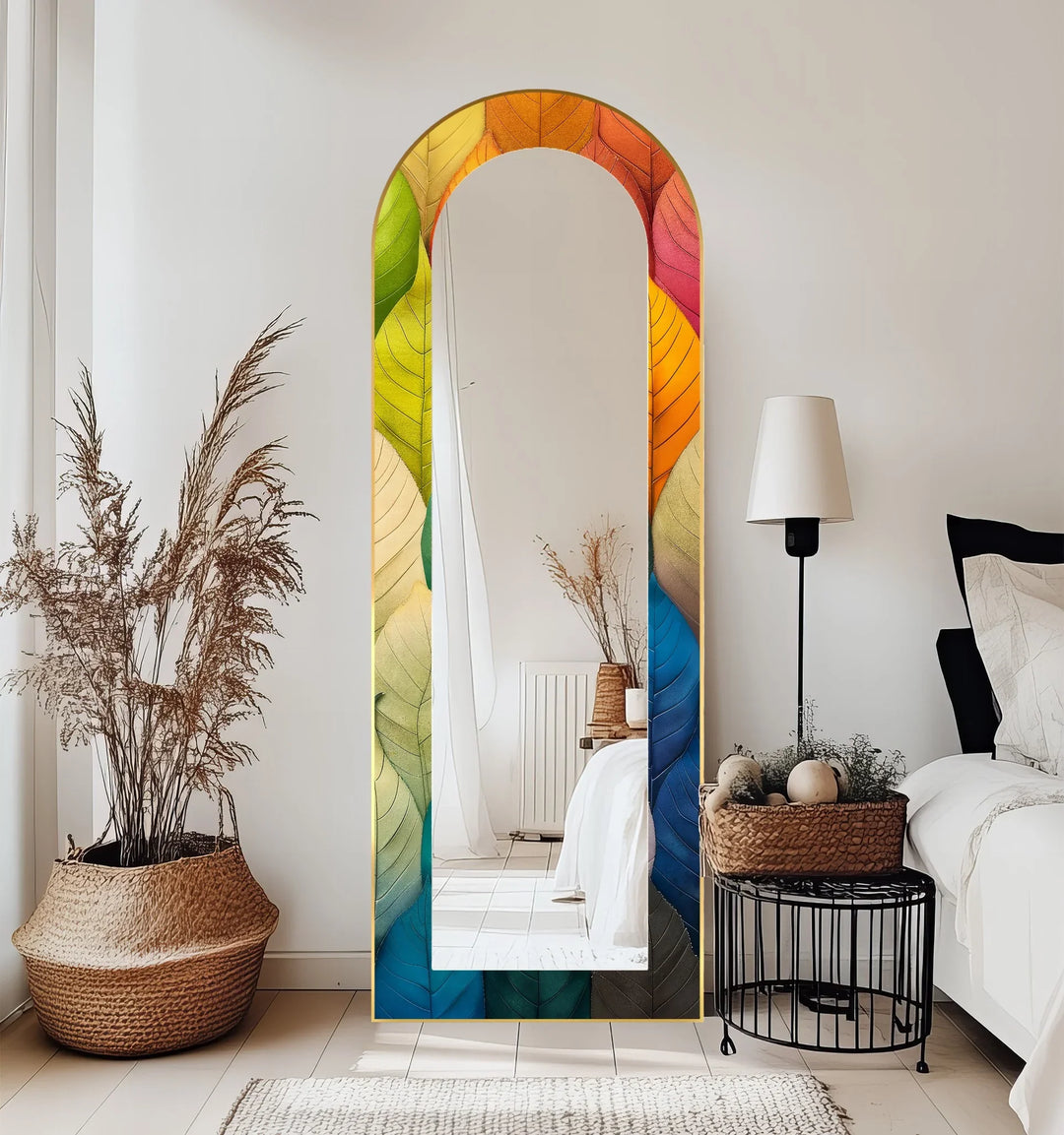 Botanic Spectrum – Leaf Pattern Abstract Floor Mirror - MyPhotoStation