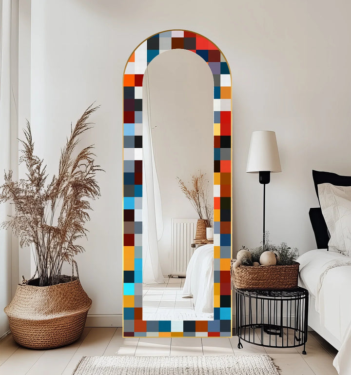 Bold Multicolor Geometric – Stained Floor Mirror - MyPhotoStation