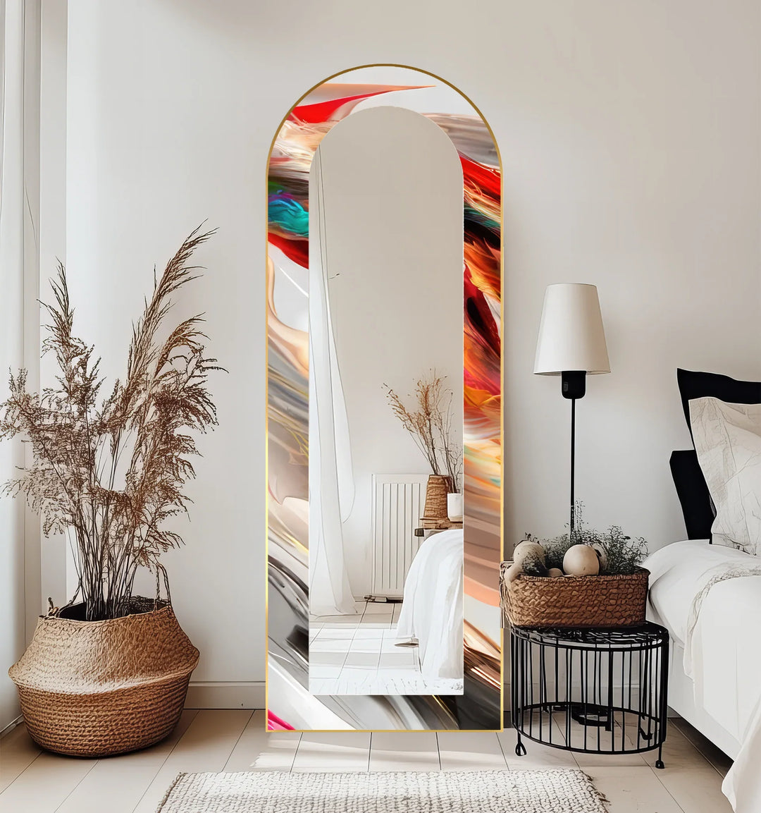 Fluid Colorburst Brushstroke – Abstract Floor Mirror - MyPhotoStation
