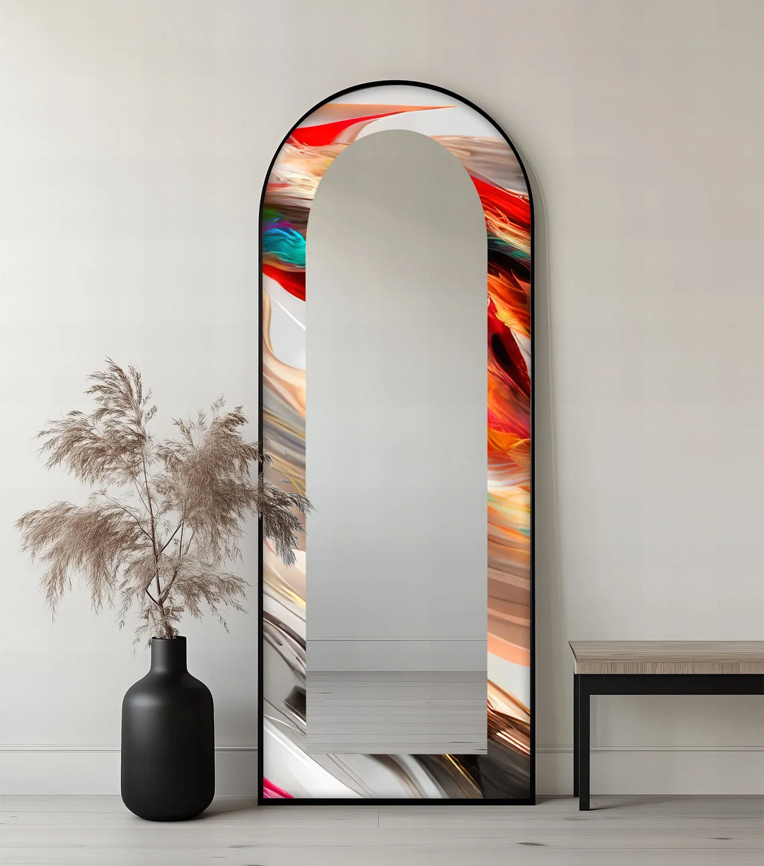 Fluid Colorburst Brushstroke – Abstract Floor Mirror - MyPhotoStation