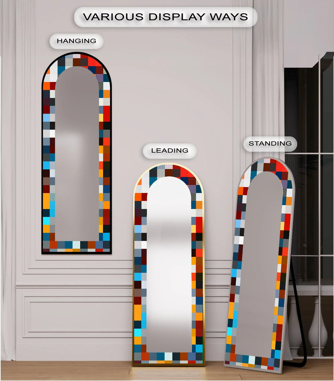 Bold Multicolor Geometric – Stained Floor Mirror - MyPhotoStation