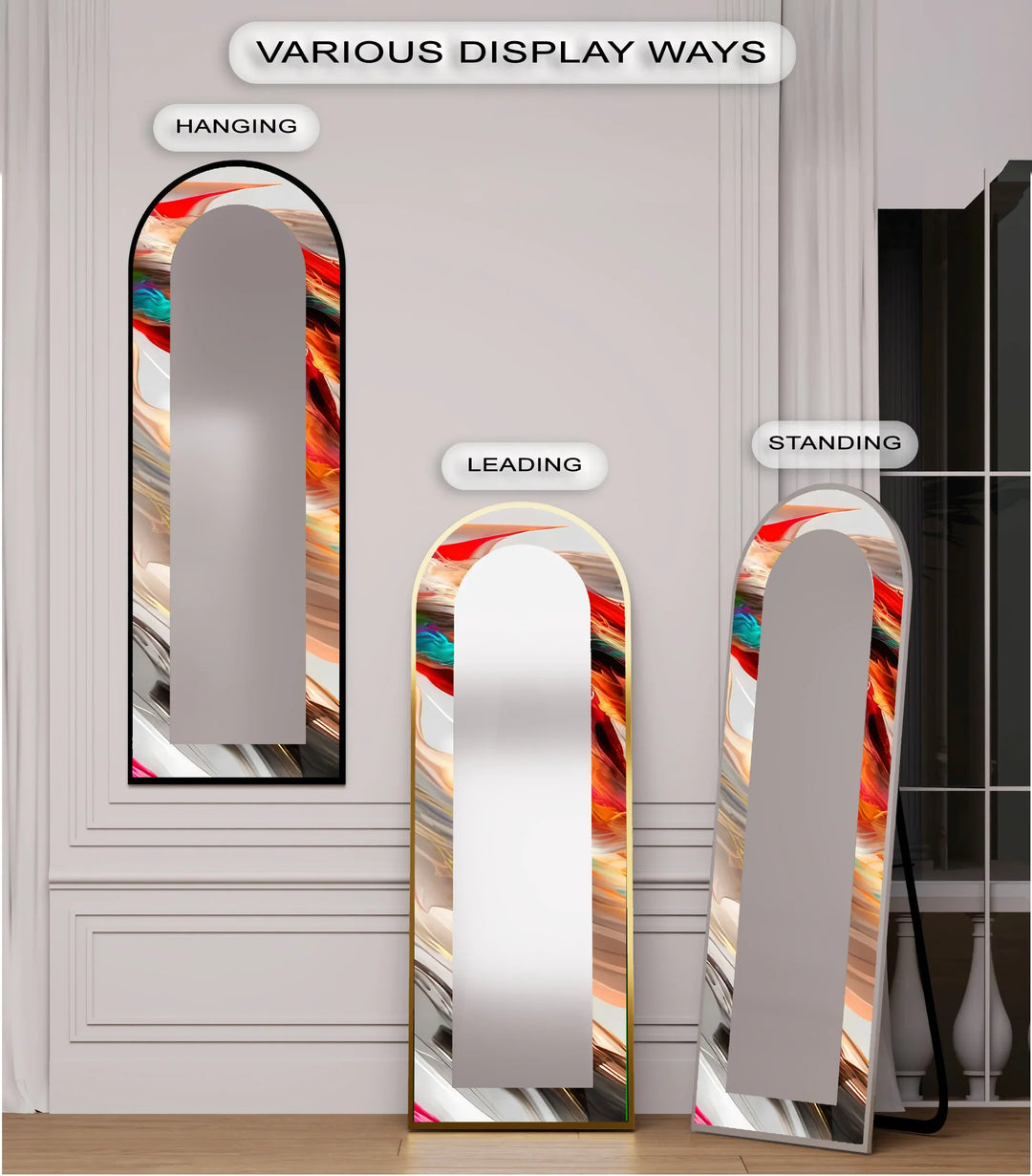 Fluid Colorburst Brushstroke – Abstract Floor Mirror - MyPhotoStation