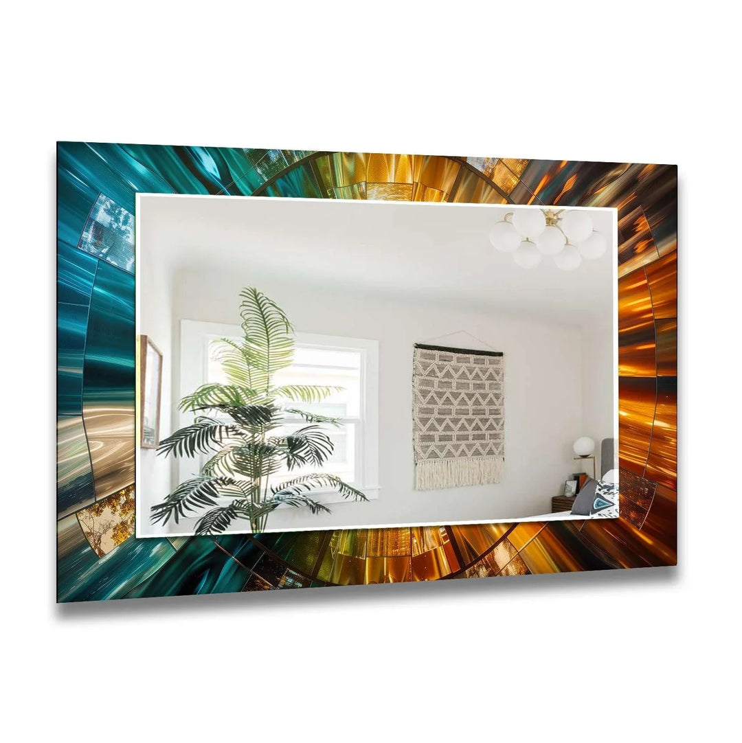 Blue and Gold Abstract Wall Mirrors Bedroom Mirror