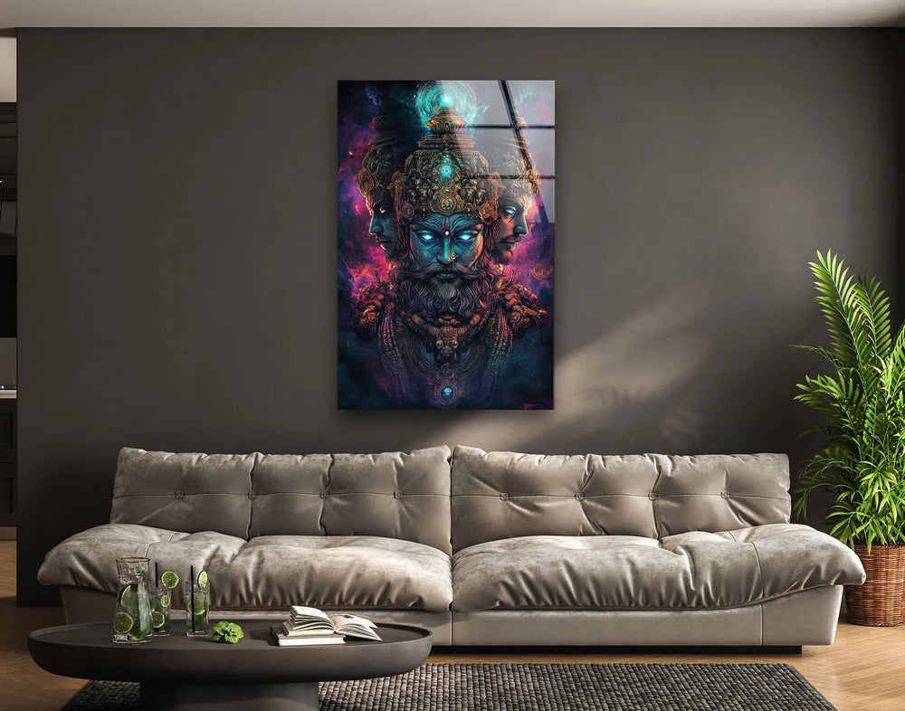 God Lord Brahma Glass Wall Art Glass Printing Wall Art, Print photos on glass