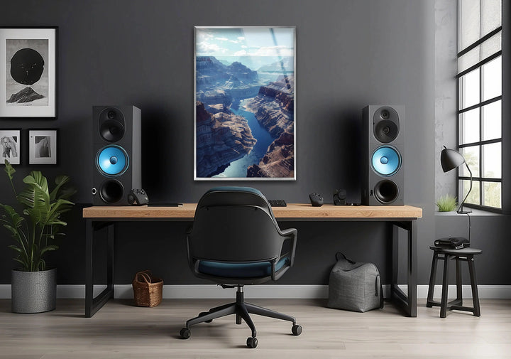 River in The Middle of Canyon Glass Wall Art custom glass pictures, glass art prints