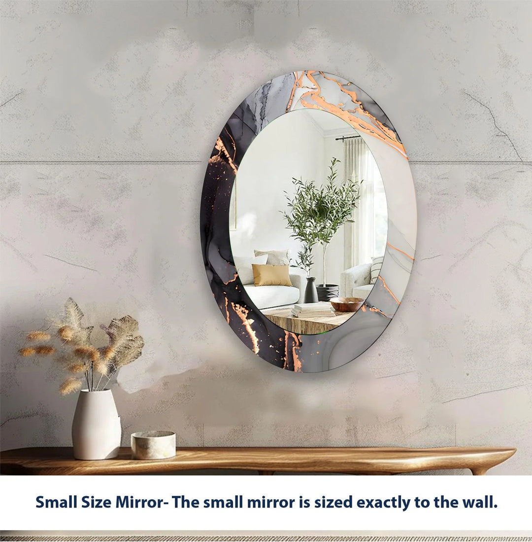 Decorative wall mirror blending artistic patterns with modern functionality for a unique look