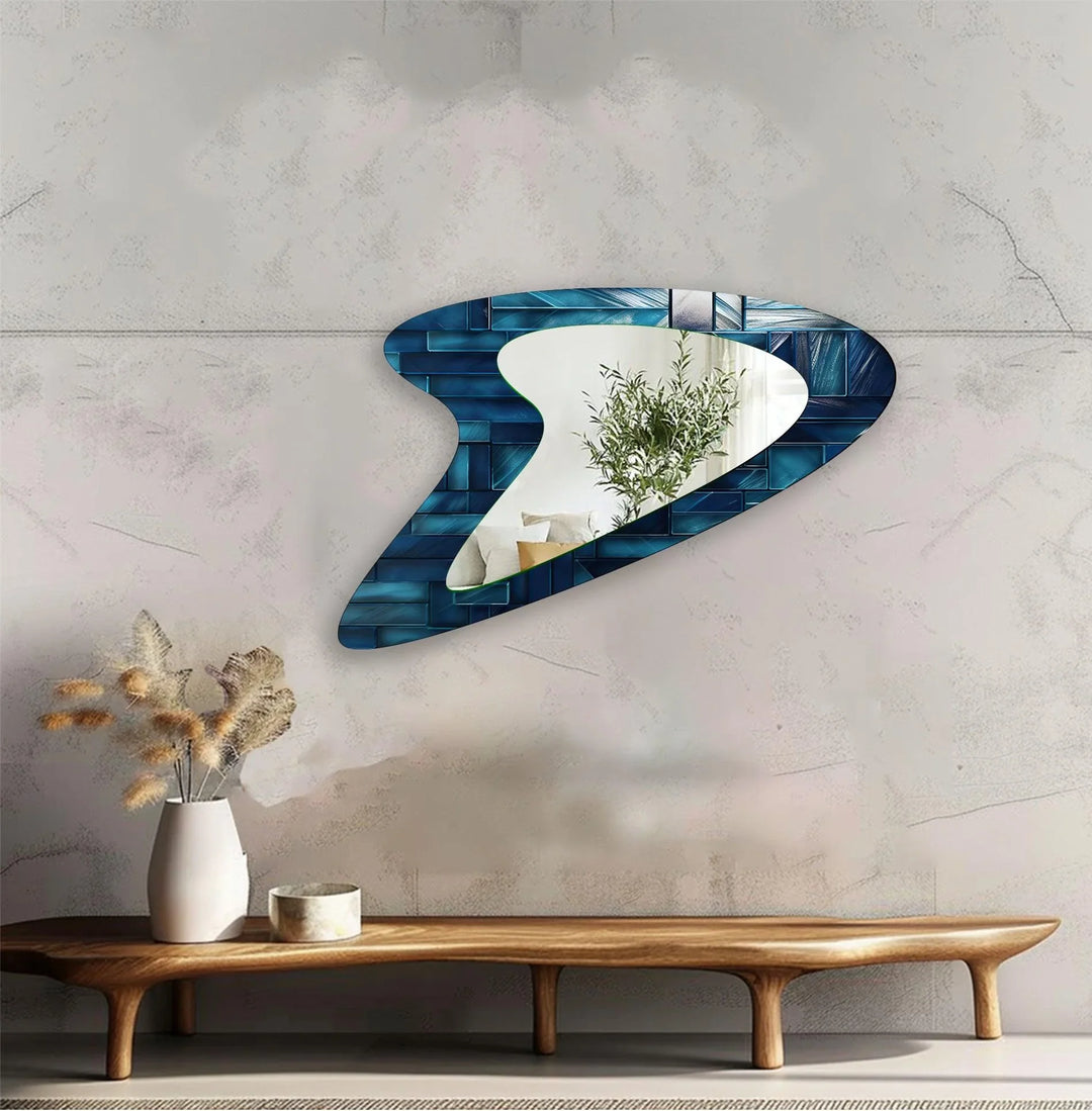Vivid Blue Abstract Irregular Wall Mirror - MyPhotoStation