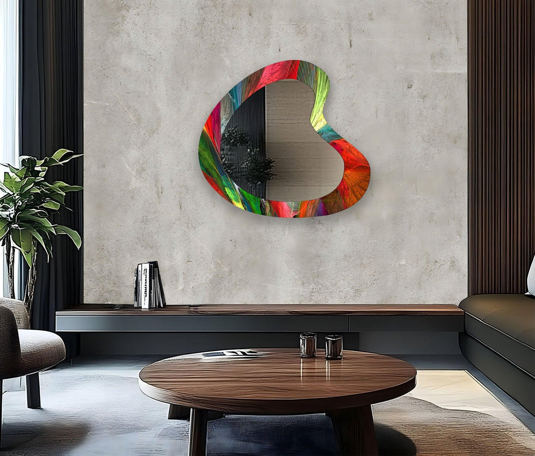 Red Abstarct Kidney Glass Wall Mirror - MyPhotoStation