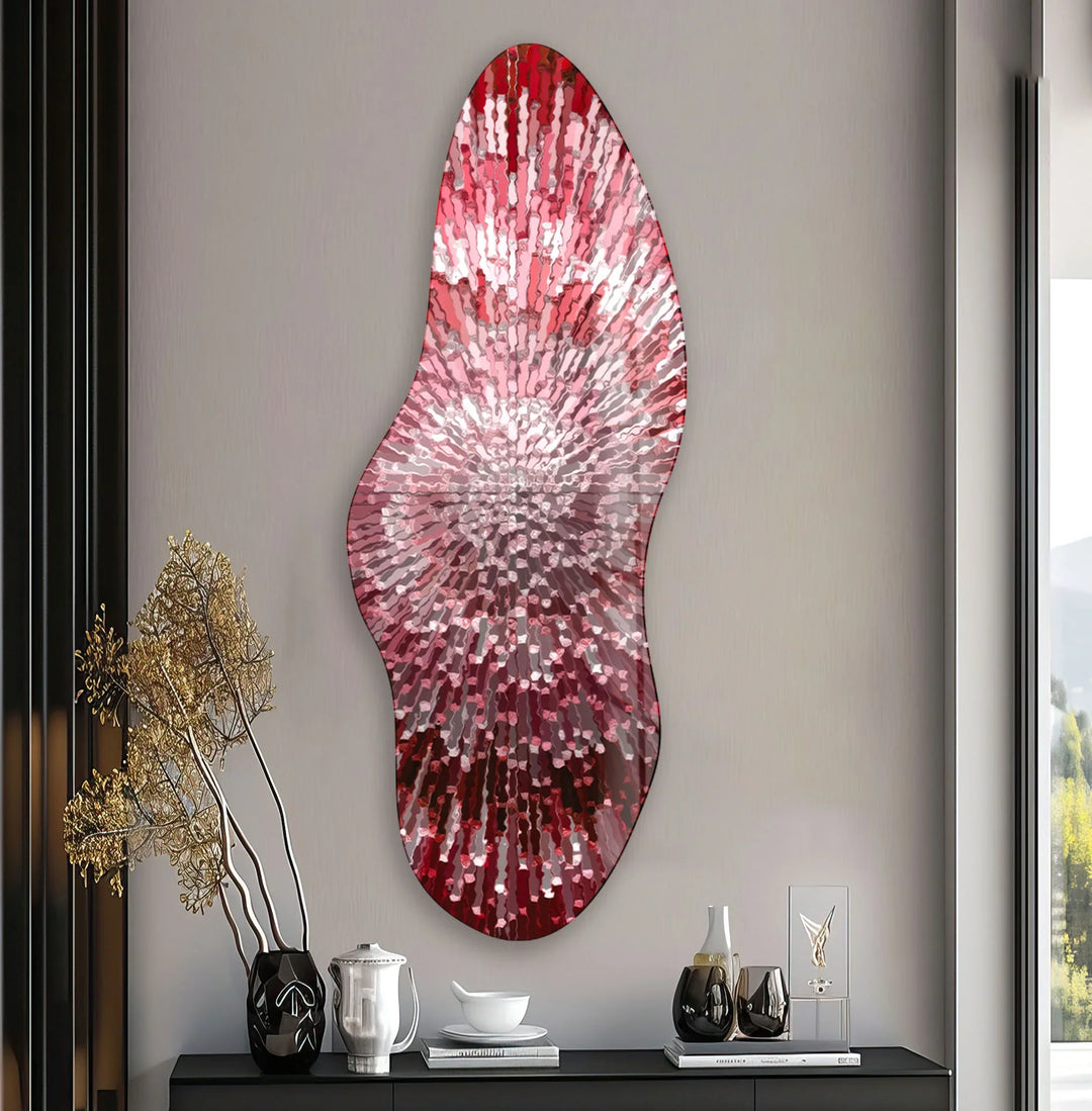 Abstract Red Helix Asymmetrical Glass Wall Art, print picture on glass, Tempered Glass Wall Art