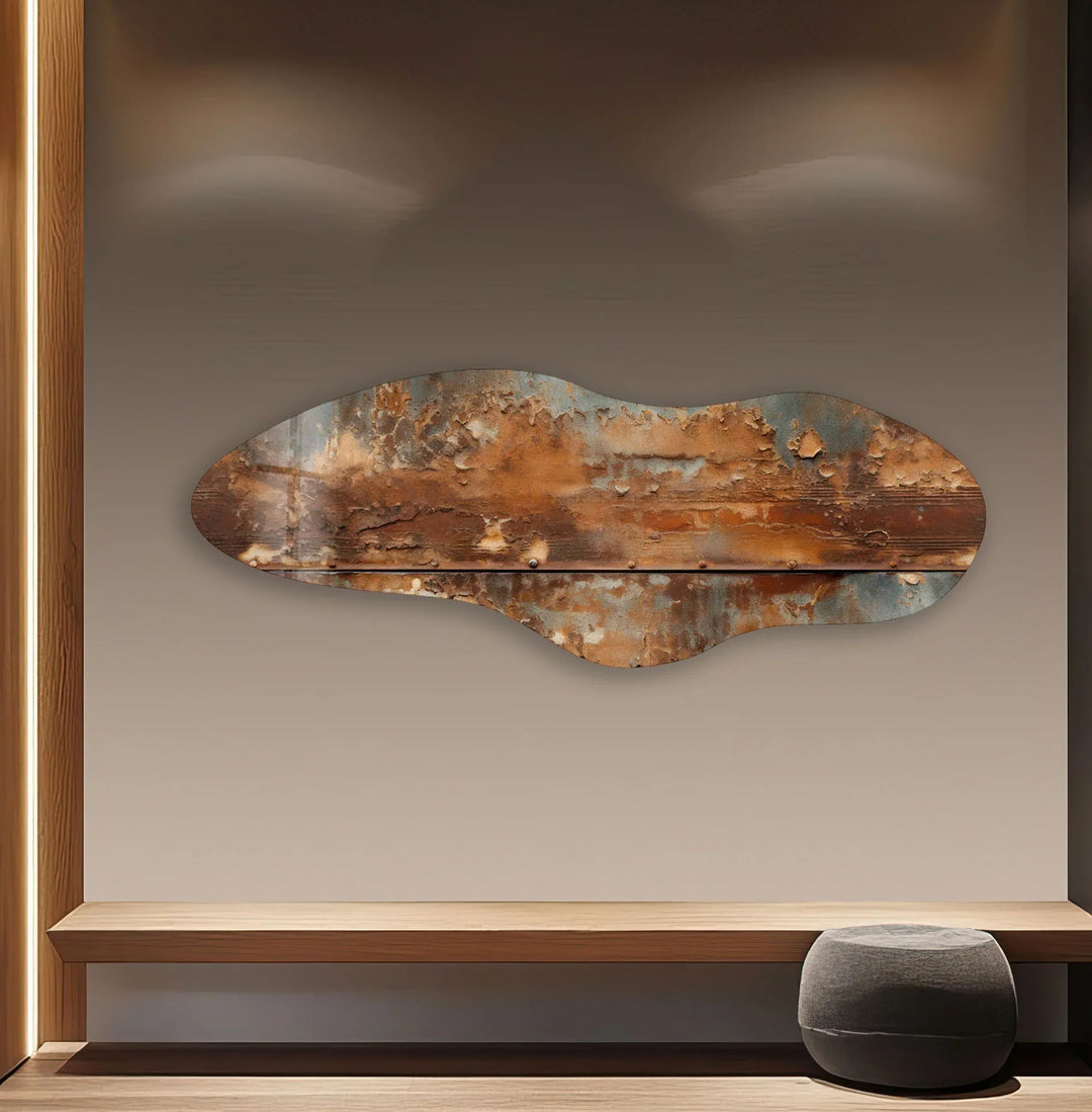 Brown Wooden Pattern Irregular Glass Wall Art, print on glass, glass printed photos