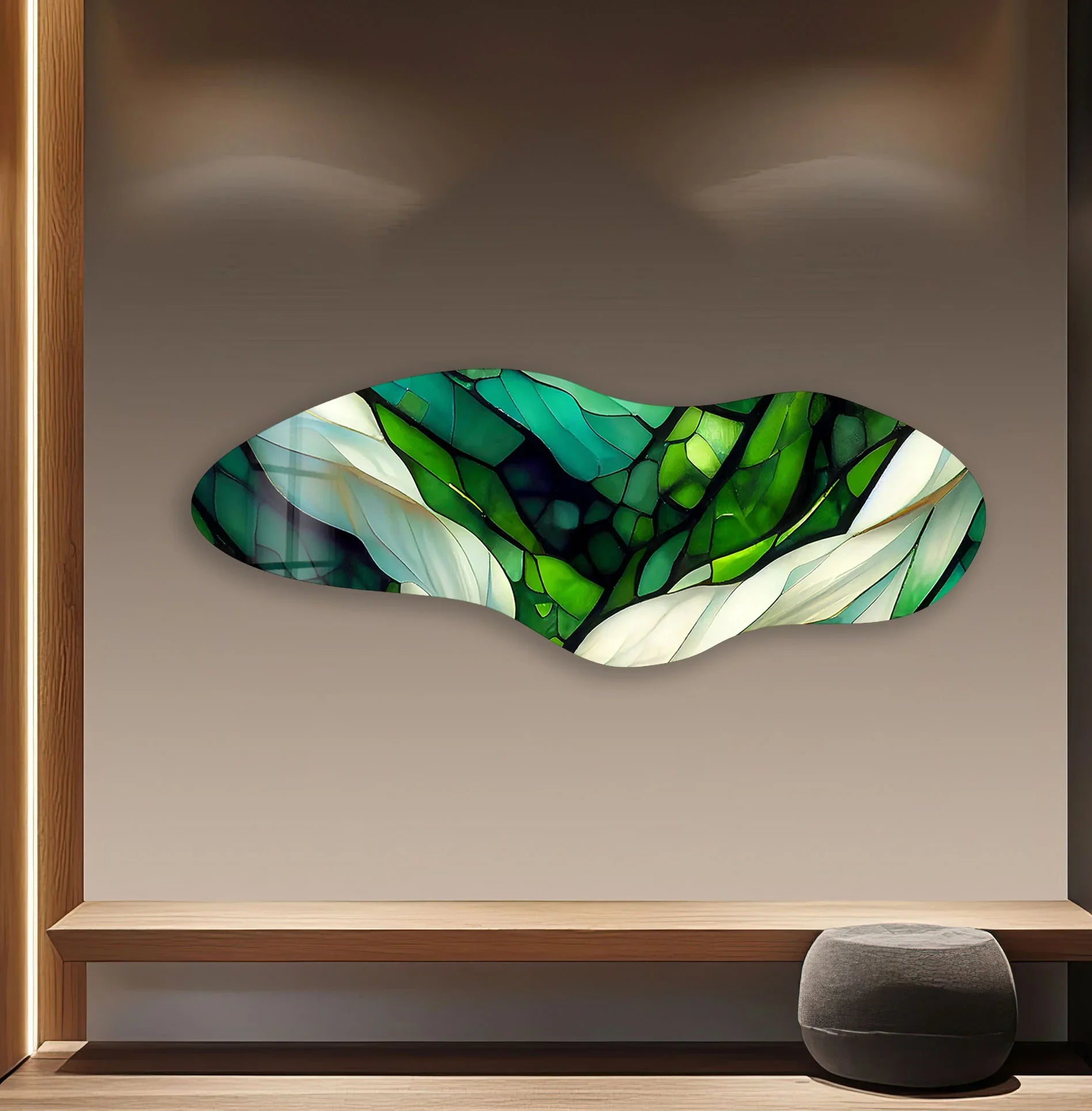 Image result for Emerald Green Stained Asymmetrical Glass Wall Art - Elegant Design - MyPhotoStation