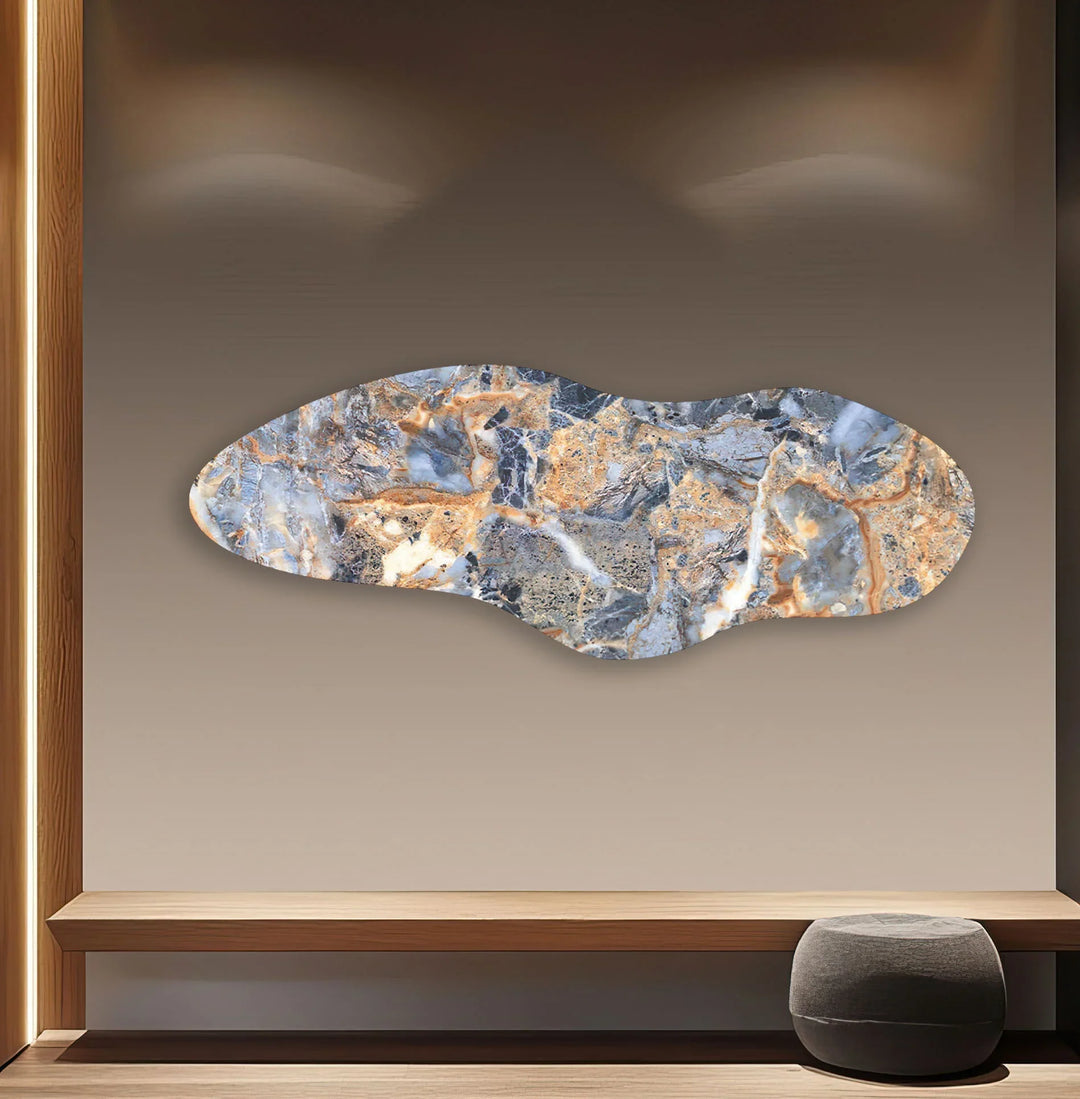 Blue Marble Pattern Irregular Glass Wall Art, print picture on glass, Tempered Glass Wall Art