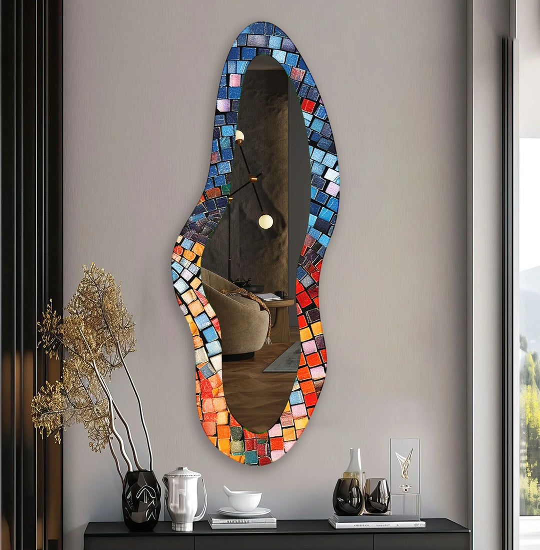 Modern Colorful Mosaic Full Body Wall Mirror - MyPhotoStation